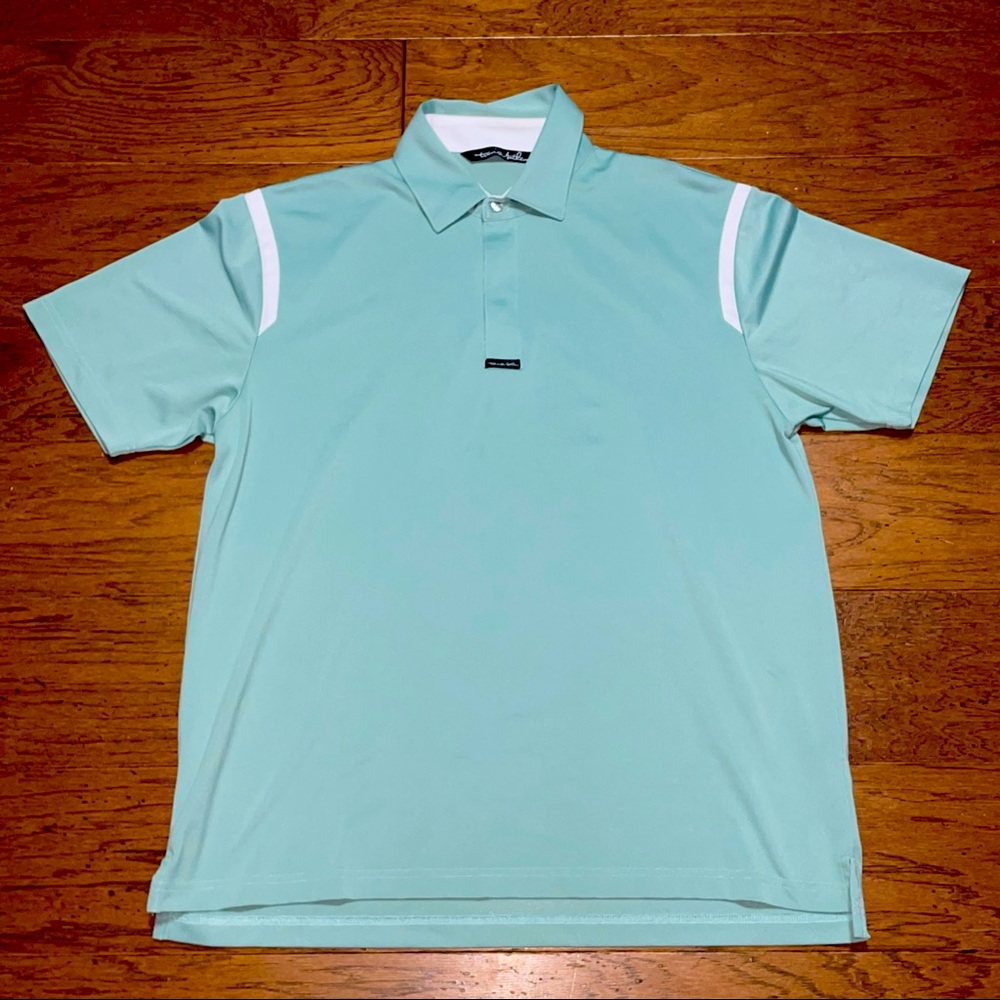 Travis Mathew Athletic Golf Polo Shirt Men's Large Short Sleeve Light Green.